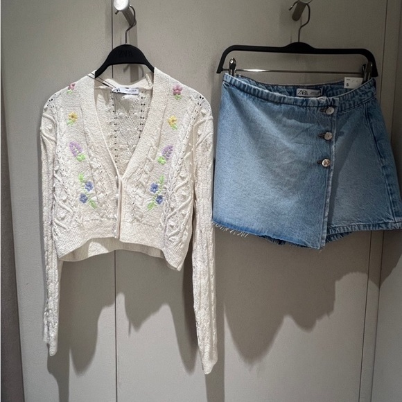 NWT Zara Floral Embroidered Cropped Knit Cardigan - 4331/082 - Picture 6 of 10